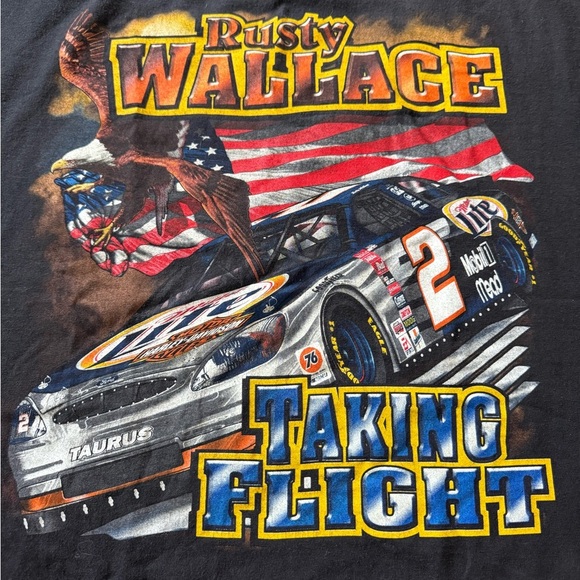 VTG Chase Authentics Rusty Wallace Taking Flight On Wings Of Steel T-Shirt XL - Picture 5 of 6
